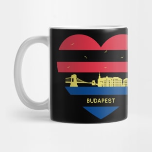 Hungary Skyline cityscape Heart Shape Birds Flying Budapest Mug